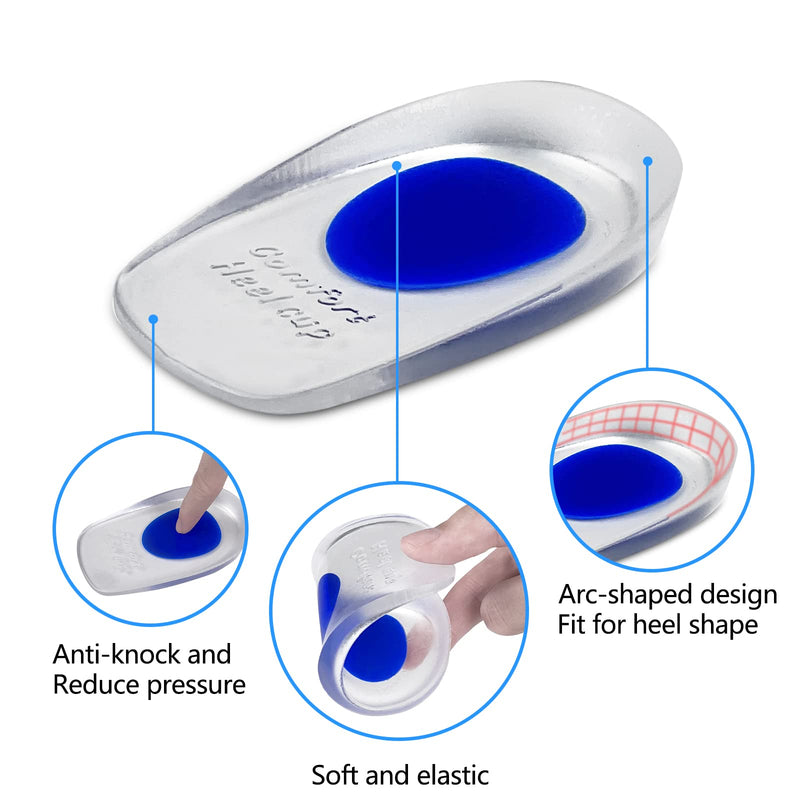 [Australia] - Newpop 3 pairs of heel spur insoles, gel heel cups silicone, professional heel cushion insoles, heel pads for shoes, orthopedic gel insoles for relieving plantar fasciitis, Achilles pain (L) L (40-45) 