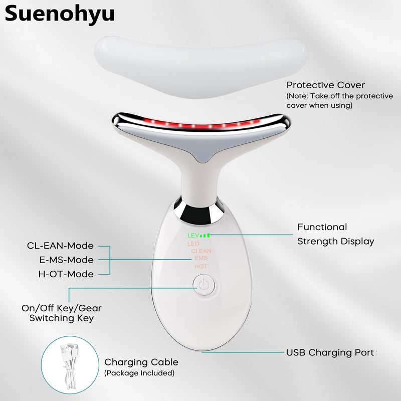 [Australia] - Red Light Therapy for Face, 7 Color LED Facial Light Therapy Wand for Skin Care at Home Blue Light Therapy Face Massager Tool for Neck (White) White 