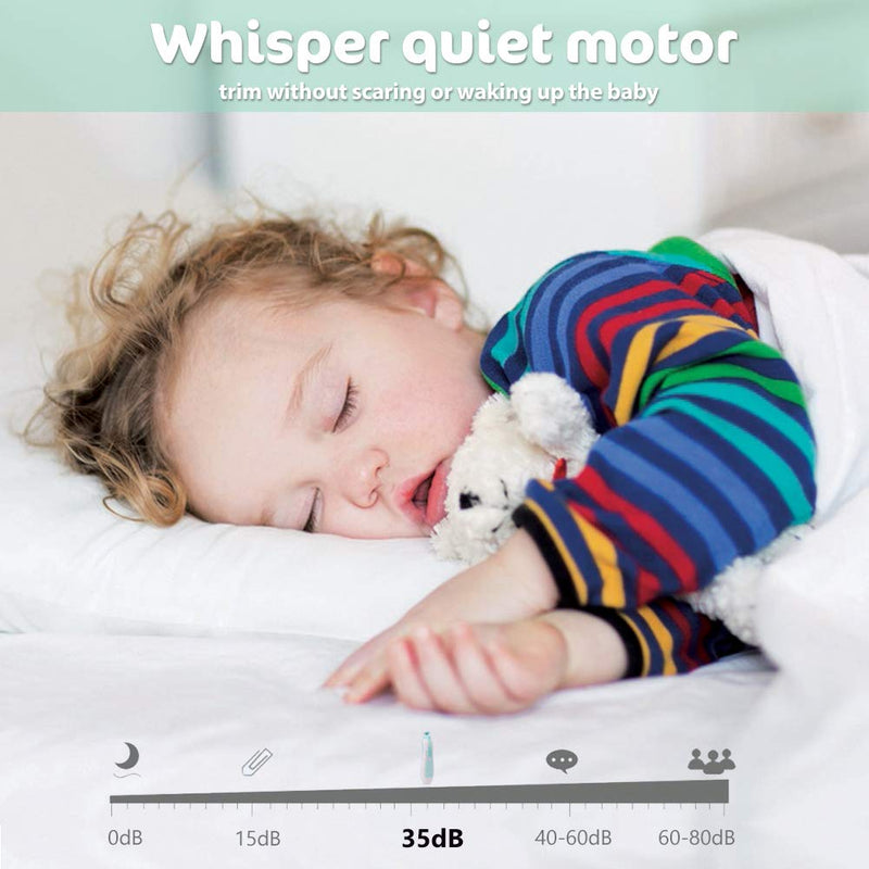 [Australia] - Baby Nail Trimmer Electric Nail File Baby Nail Clippers, Safe Nail Filer Grinder Kit for Newborn Infant Toddler Kids or Adults Toes Fingernails Care Trim Polish, with Led Light and 10 Grinding Heads White/Teal 