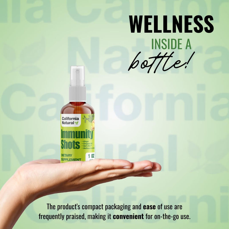 [Australia] - California Natural Immunity Shots 1oz Bottle, Organic Ginger Root, Oregano Oil - Potent & Pure Immune System Booster - Immune System Support & Wellness Shot (Pack of 1) 