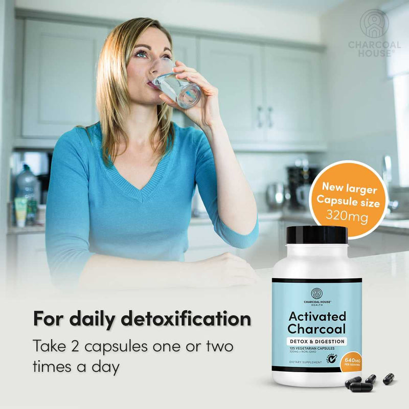 [Australia] - Activated Charcoal Capsules for Adults | Natural, Vegan, Non-GMO & Gluten Free | USP Charcoal Pills for Stomach Cleanse, Healthy Digestion, Gas & Nausea | USP Medical Grade | 125 ct. 