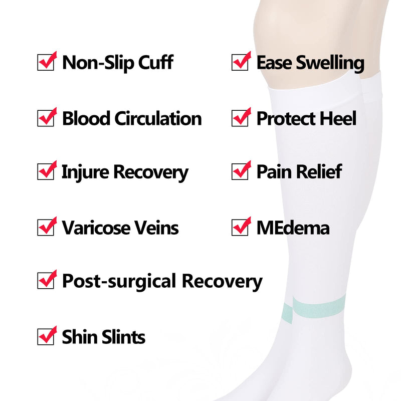 [Australia] - 2 Pairs TED Hose Compression Stockings for Women Men Anti Embolism Knee High15-20 Mmhg Length Stocks with Inspect Toe Hole Large Green Stripe 