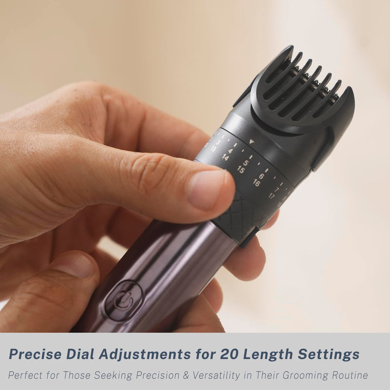 [Australia] - Beard Trimmer and Clippers Set for Men with Foil Shavers, Precision Dial Adjustable 20 Lengths, All-in-One Hair Trimmers for Face Head Nose Full Body, IPX7 Waterproof Wet/Dry, USB-C Rechargeable Dock 