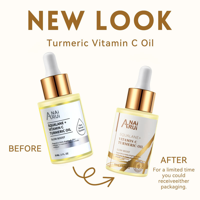 ANAI RUI Squalane Vitamin C Turmeric Facial Oil 1.05 fl.Oz. | Face Oil Moisturizer for Face, Hydrates, Firms Skin Yellow