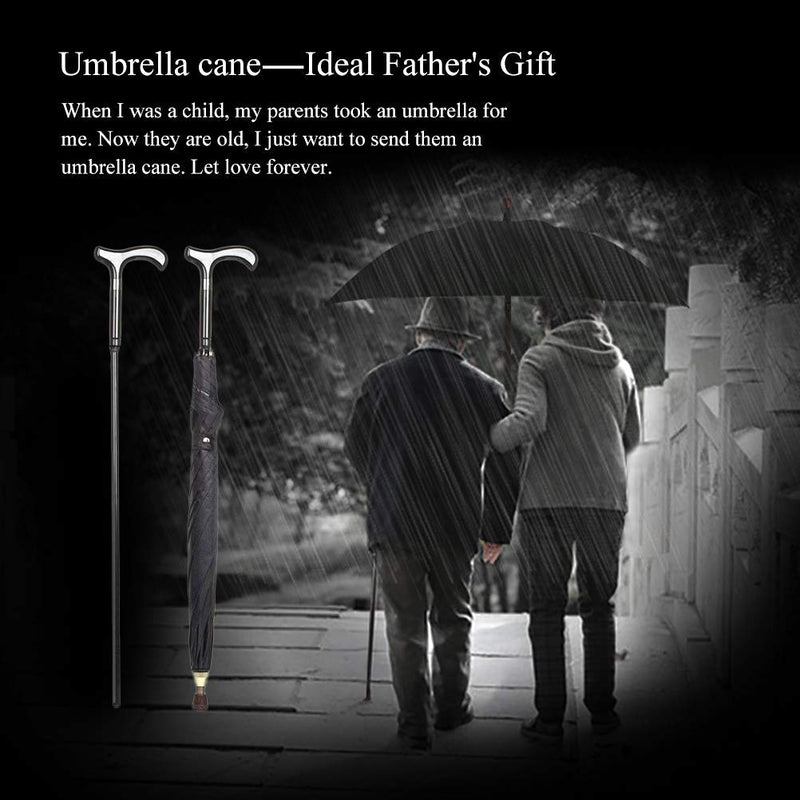 Stick 2-in-1,Self Defense Cane Umbrella Man, Auto Open Long Handle, Large Detachable Sturdy Walking Stick Man Crutch Umbrella for Father's Day,Elderly Men(Black)