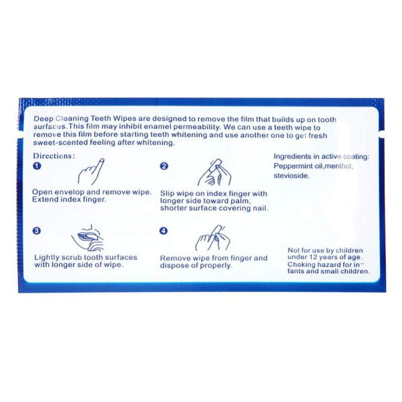 50pcs Disposable Wipe Oral Brush Finger Deep Cleaning Wipes Care Portable Traveling Office Home Mint Flavor Oral Finger Wipes Teeth whitening Wipes Oral Cleaning Wipe (Blue) Blue