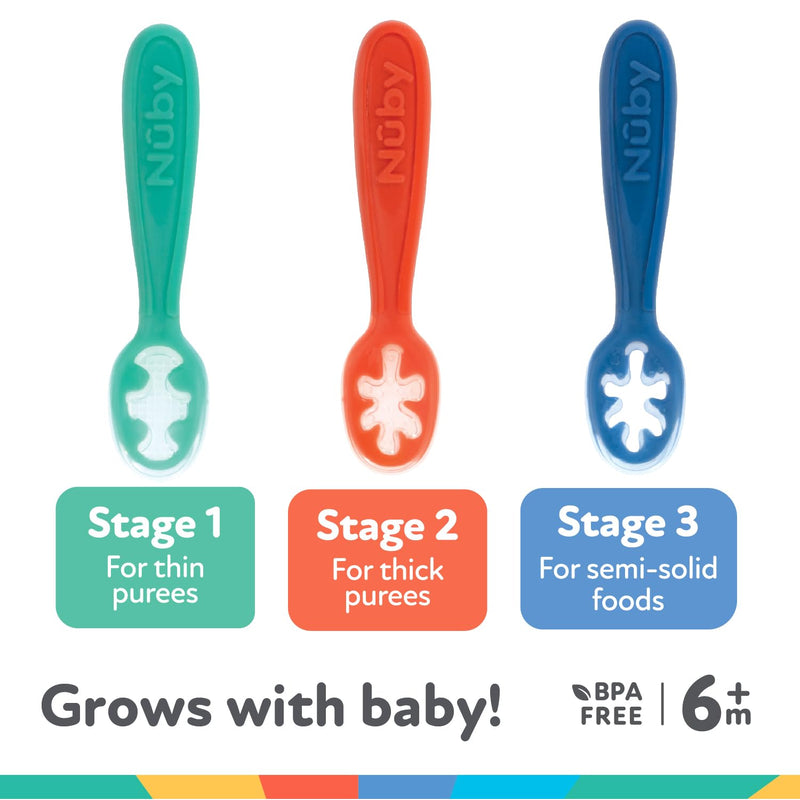 Nuby Baby's First Spoons Set - (3-Pack) Feeding Utensils for Babies - 6+ Months