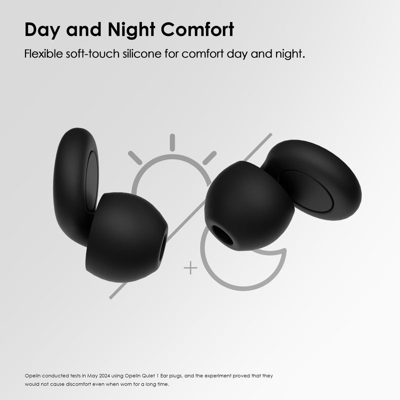 [Australia] - OPEIIN Earplugs for Sleeping - New Flexible Silicone, Ultra Soft Reusable Noise Reducing Earplugs for Sleep, Concentration, Travel | with 8 tips in XS/S/M/L | 28dB (SNR) Black M 