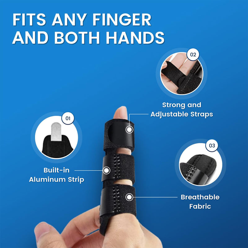 [Australia] - Simplation Trigger Finger Splint and Ice Pack (2+2 Set) for Pain Relief, Knuckle Immobilization, Straightening Arthritis, Injured Mallet Finger, Fits Index, Middle, Thumb, Ring Finger 
