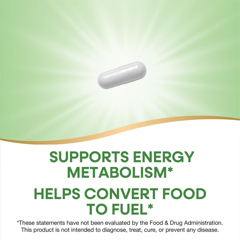 Nature's Way Vitamin B1, High Potency, 100 mg Thiamin per Serving, Thiamin HCl, Supports Energy Metabolism*, Gluten Free, 100 Capsules (Packaging May Vary)
