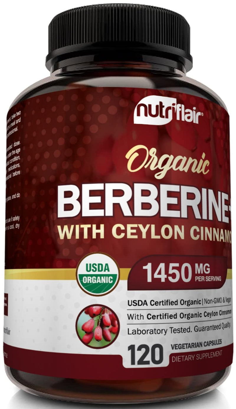 [Australia] - NutriFlair Organic Berberine with Ceylon Cinnamon 1450mg, 120 Capsules 