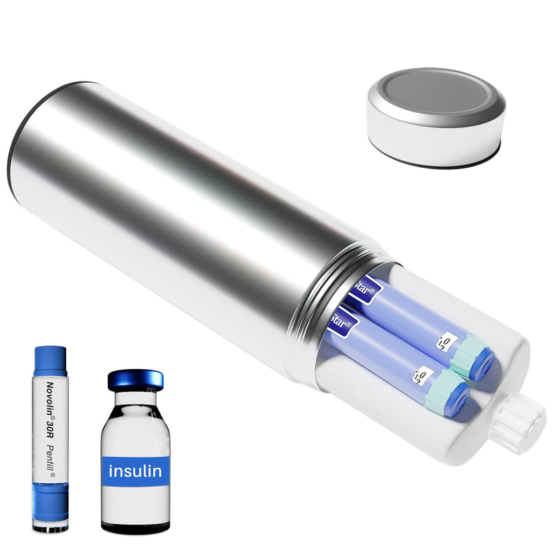 [Australia] - 48H Insulin Pens Cooler Travel Case TSA Approved Diabetic Medicine Travel Cooler, Portable Insulin Medical Cooler - Silvery 