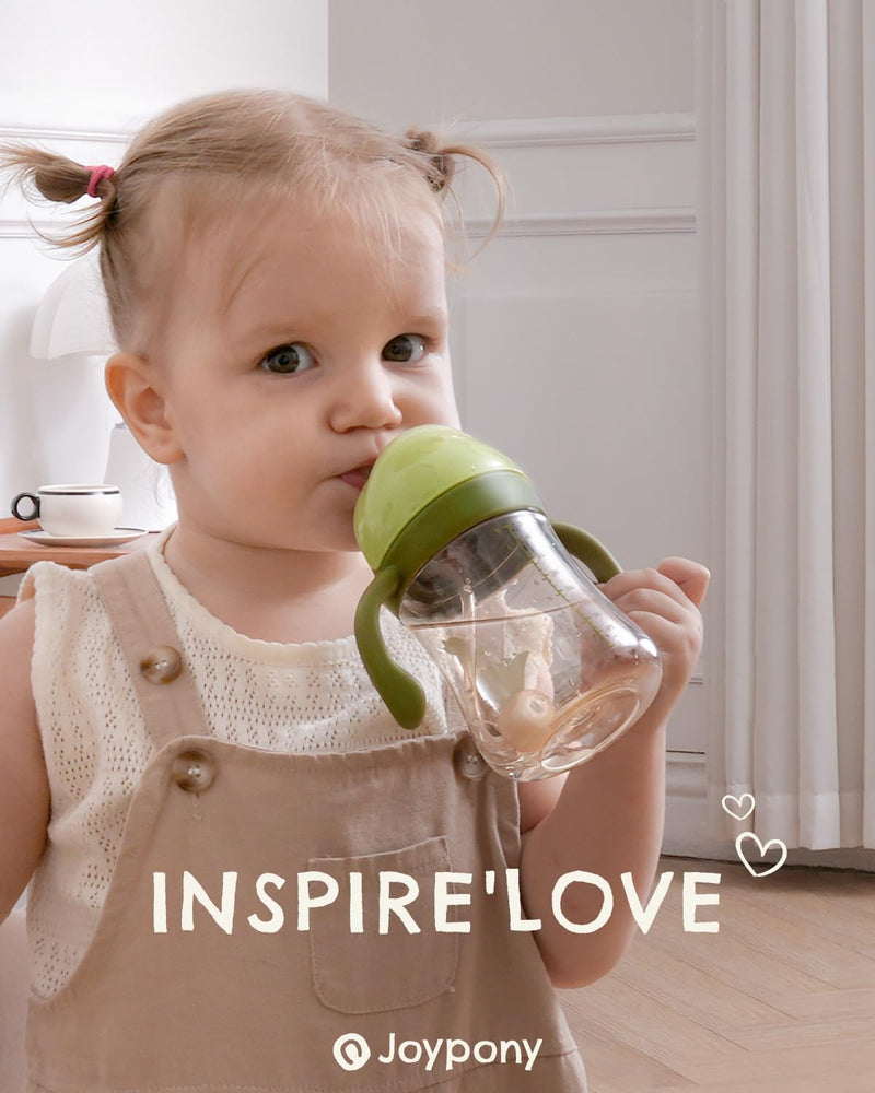[Australia] - Sippy Cups for Toddlers 1-3, Spill Proof Weighted Straw Cup with Handle for Baby 6 Months + old, 2 Silicone Straws, PPSU, BPA Free, 9 oz (Green) 9 Ounces Green/1 PCS 