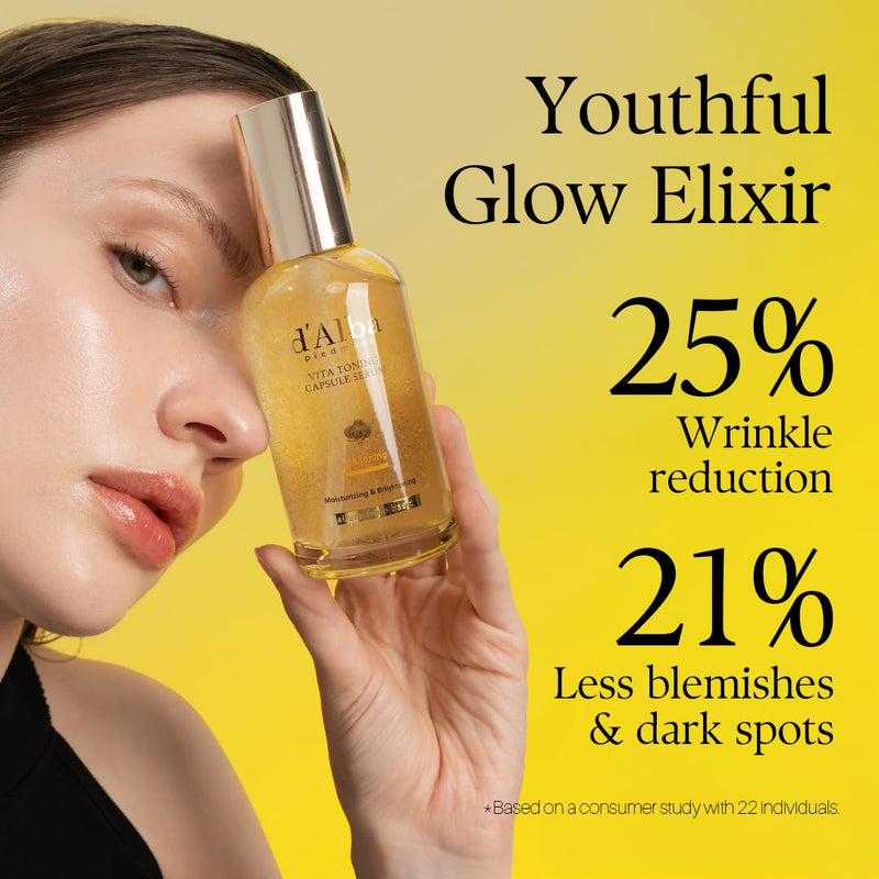 d'alba Piedmont Vita Toning Capsule Serum, Big Size (3.38fl. oz.) | Daily Lightweight Vita Boost for Luminous Skin, Double Vitamin Formula, Dark Spot Care, Even Skin Tone, Korean Skincare