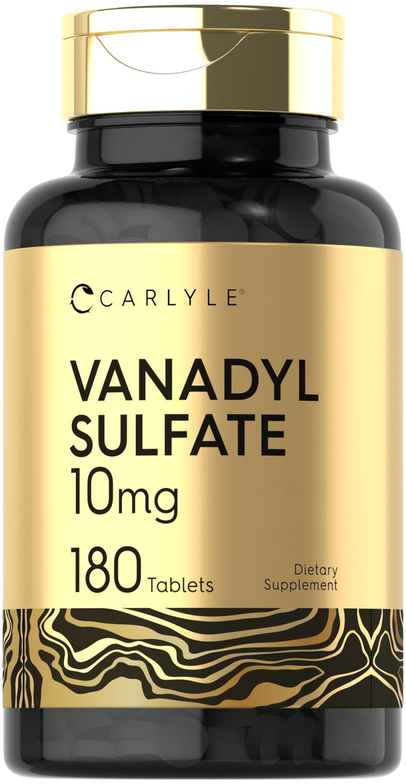 Carlyle Vanadyl Sulfate 10mg | 180 Tablet Capsules | with Chromium Picolinate | Vegetarian, Non-GMO, Gluten Free Supplement