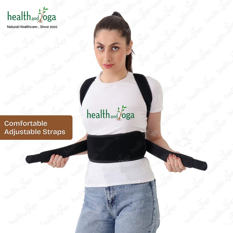 HealthAndYoga™ Posture Corrector Belt for Men and Women – Improved Posture Support Brace with Padded Cervical Support Guide, Fully Adjustable Shoulder Straps and – Improved Gait and Back Pain Relief (SPL) SPL