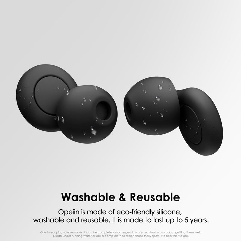 [Australia] - OPEIIN Earplugs for Sleeping - New Flexible Silicone, Ultra Soft Reusable Noise Reducing Earplugs for Sleep, Concentration, Travel | with 8 tips in XS/S/M/L | 28dB (SNR) Black M 