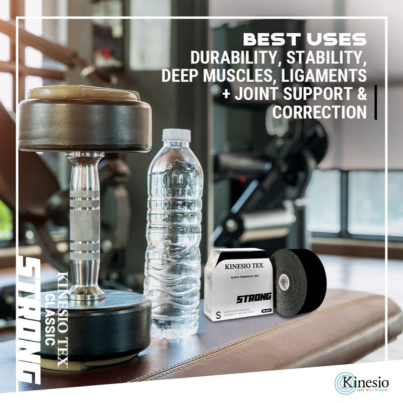 Kinesio Tape - Tex Classic Strong - Elastic Therapeutic Athletic Tape - Super Stick for Extended Wear - 2 in. x 49.2 ft Roll