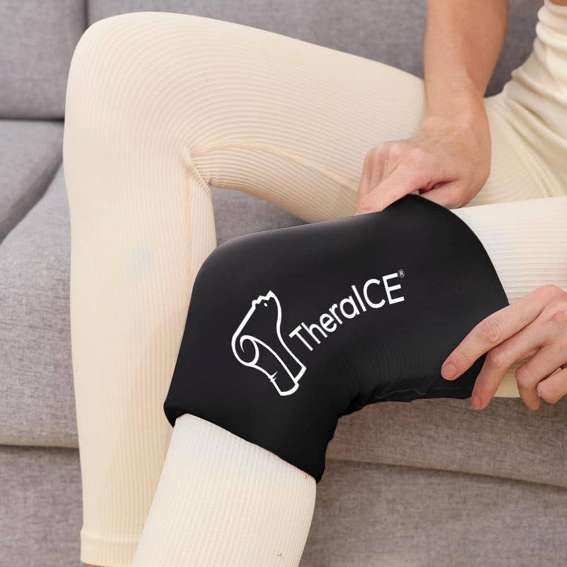 [Australia] - TheraICE Knee Ice Pack Wrap Compression Sleeve for Injuries, Reusable Gel Cold Packs Brace Also for Elbow, Ankle & Calf - Flexible Cold Wrap Recovery for Meniscus, ACL, MCL Pain Relief Original Small/Medium 