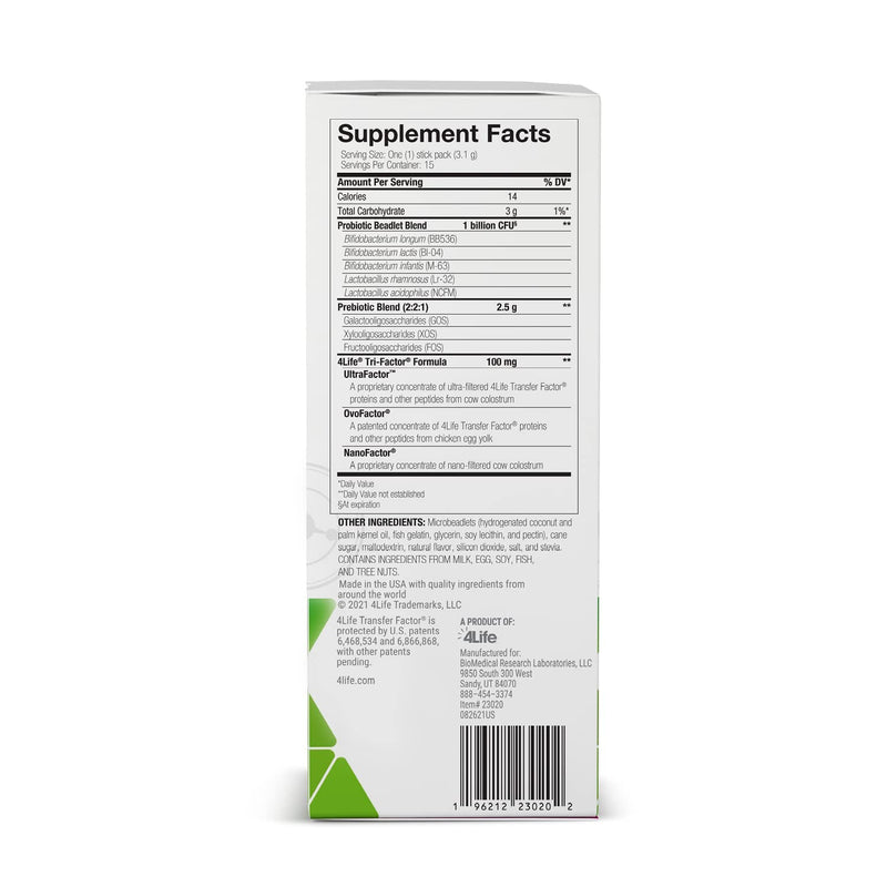 4Life Digest4Life Pre/o Biotics Probiotic Prebiotic Gut Health, 15 Packets | Prebiotic fibers, Microbeadlet delivery, Gut flora balance, On the go, Immune wellness, Transfer Factor, Stick packs