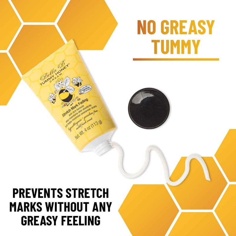 [Australia] - BELLA B NATURALS Tummy Honey Cream 4oz - Bella B Tummy Cream For Fading Stretch Marks - Pregnancy Cream To Prevent Stretch Marks - Stretch Marks Cream For Pregnancy - Pregnancy Stretch Mark Prevention 