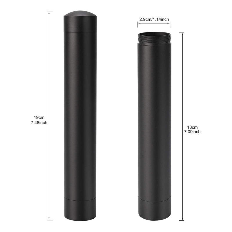 [Australia] - Air Tight Smell Proof Metal Cigar Case Tube with Built in Humidifier (Black) Black 