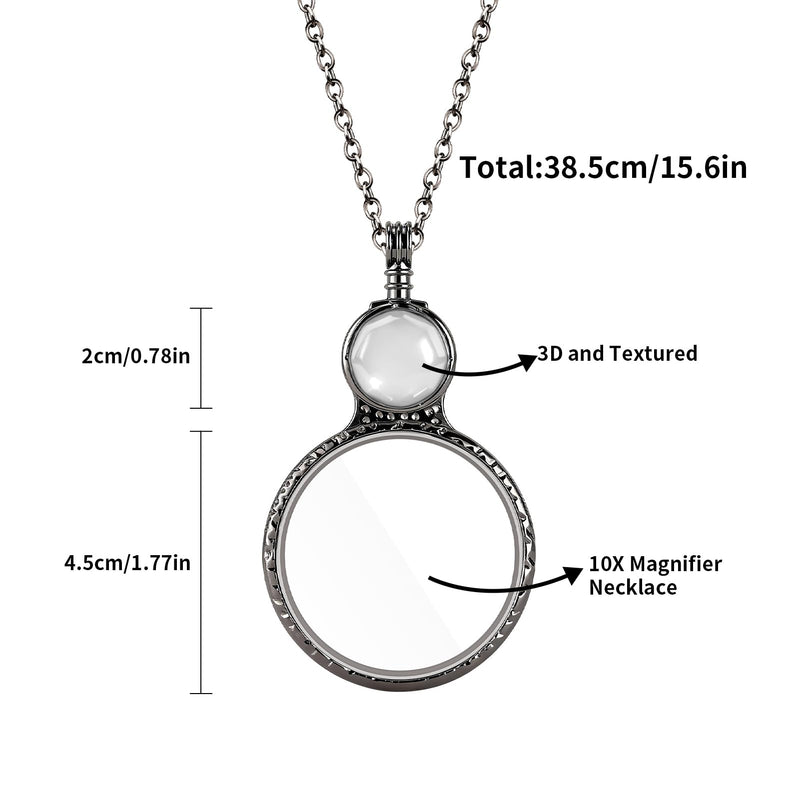 Magnifying Glass Necklace for Women, 10X Magnifying Monocle Necklace Pendant Vintage Reading Magnifier Lens (Green) Green