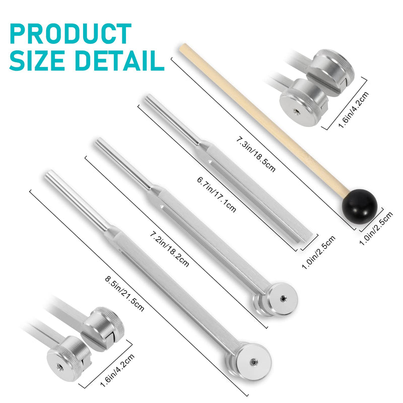 [Australia] - Tuning Fork Sets (128Hz, 256Hz, 512Hz) of 3 Pack with Reflex Hammer for Chakra/Healing/Medical/Sound Therapy/DNA Repair, Gift for Buddhists 