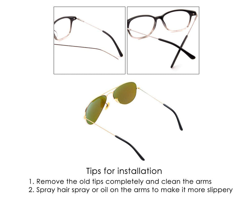 [Australia] - DS. DISTINCTIVE STYLE Eyeglass Metal Frame End Tips 6 Pairs Silicone Ear Sock Pieces Tubes Anti-slip Replacement Glasses Ear Cushion for Thin Metal Eyeglass Legs - Black 