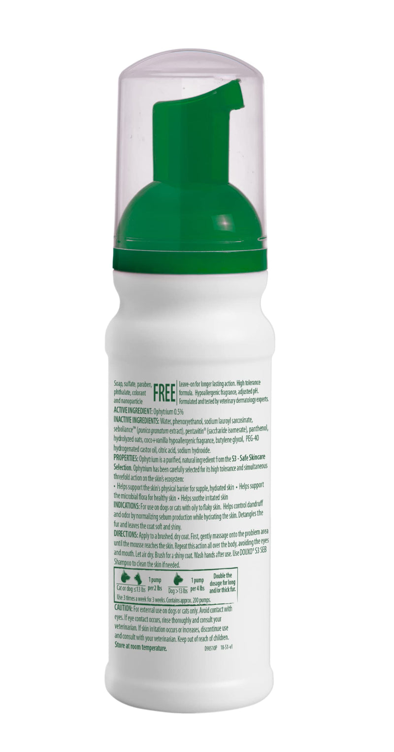 [Australia] - Douxo S3 Seb Mousse, Contains 0.5% Ophytrium, Odor Control & Seboregulating, For Oily to Flaky Skin, Seborrhea, For Dogs and Cats, 5.1 fl. oz. (150mL) 