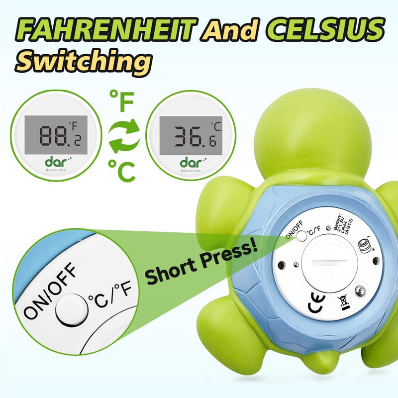[Australia] - Baby Bath Thermometer, Digital Water Temperature Thermometer with 3 Color Backlit and Temperature Warning, Safety Bath Tube Thermometer Floating Toy for Infant, Toddler Green tortoise 