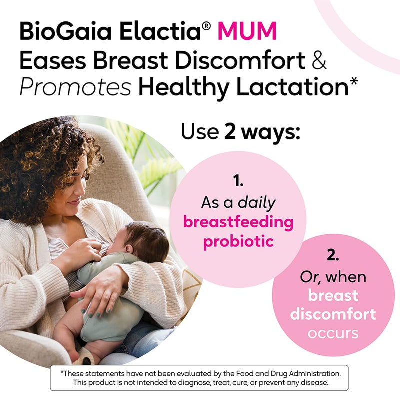 [Australia] - BioGaia Elactia Breastfeeding Probiotic | Lactation Supplements | Newborn Essentials and Probiotics for Both Mom & Baby | Daily Supplement for Healthy Lactation | 30 Count | Breastfeed Happy 