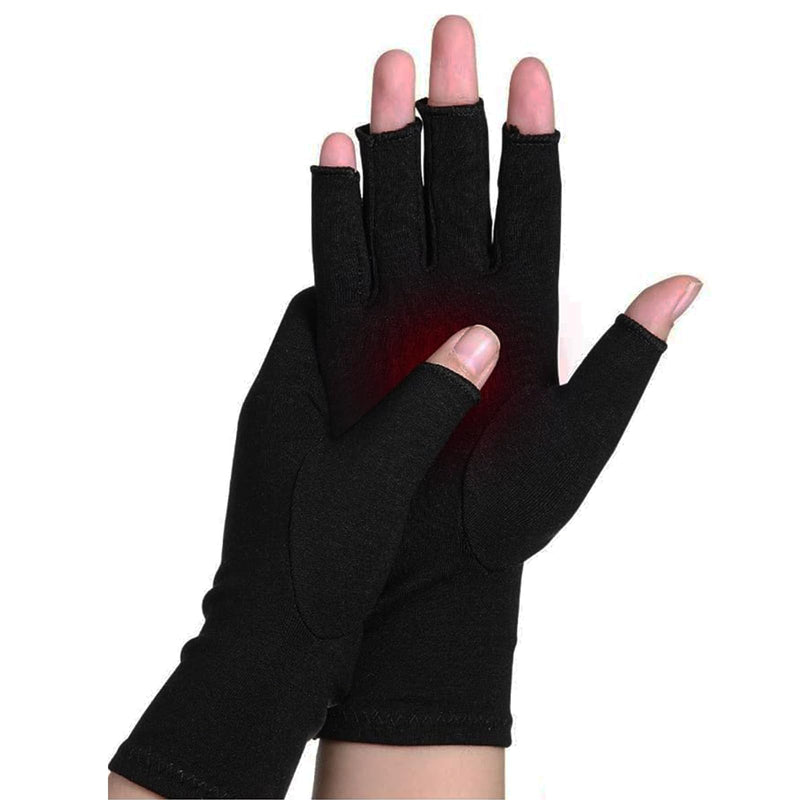 [Australia] - Bamboo Compression Arthritis Gloves for Men & Women - Fingerless Carpal Tunnel Wrist Hand Brace Gloves for Arthritis Pain Medium Black 