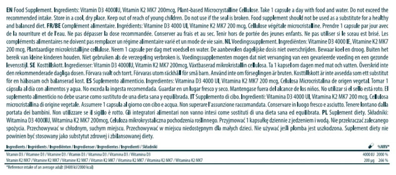 Best Immune Natural Vitamin D3 2000IU K2 MK7 100mcg Premium Quality 100 Capsules Immune Support Perfect Proportions Maximum Absorption