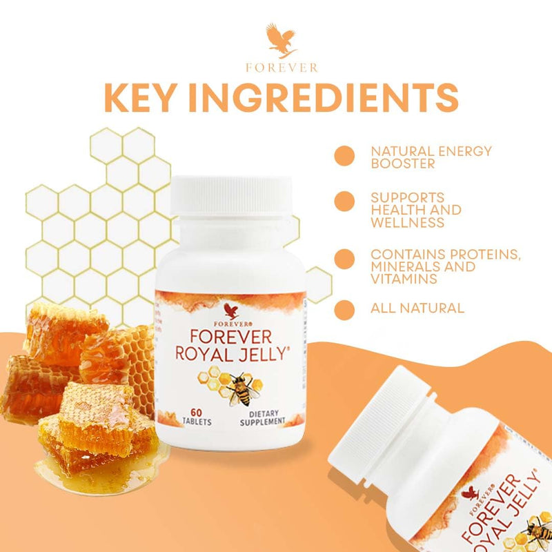 [Australia] - Forever Royal Jelly by Forever Living, 60 Tablets, 100% Natural Energy Supplements, Fed Like a Queen with These Energy Supplements, Supports Health and Wellness. 60 Count (Pack of 1) 