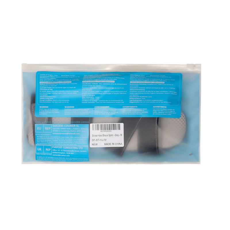 [Australia] - Stroke Hand Brace Splint for Straightening Fingers with 5 Fingers Resting Support,Prevent Fingers Curling, Dupuytren's Contractures, Hand Spasms, Fit Right & Left, Men & Women - M Grey 