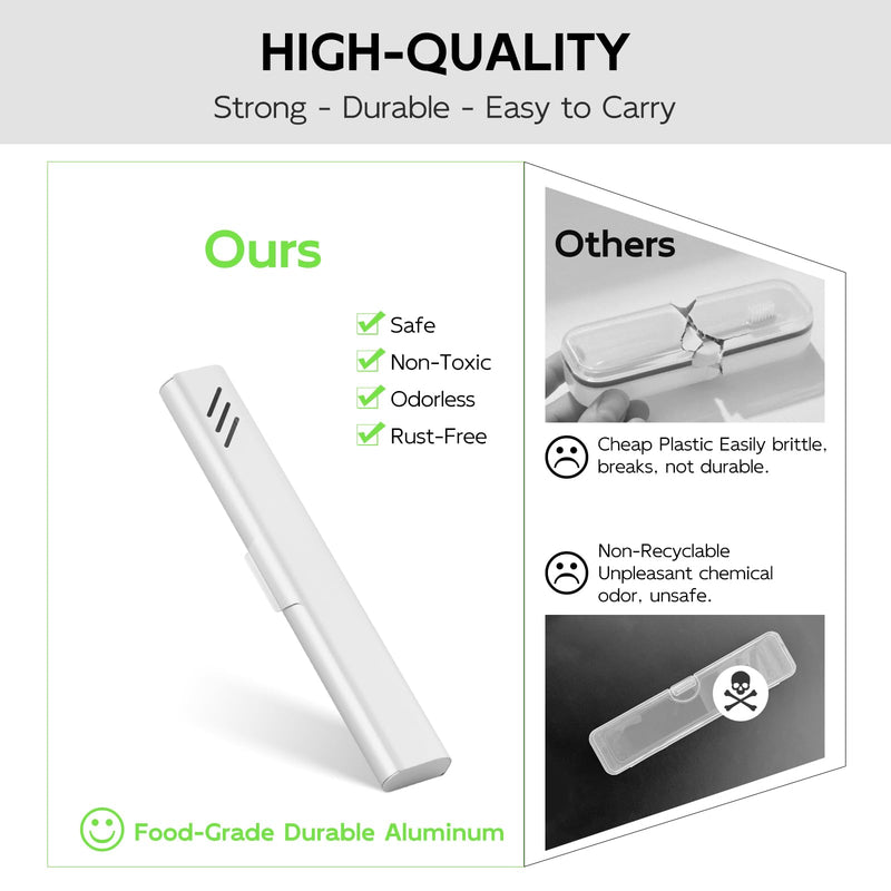 [Australia] - Travel Toothbrush Case, Portable Toothbrush Holder, Durable Aluminum Toothbrush Storage Box, Small Breathable Manual Toothbrush Container for Traveling, School, Camping, Business Trip - Sliver 1 