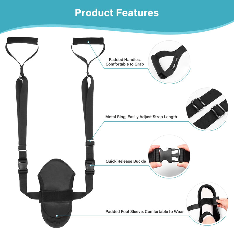 [Australia] - Knee Replacement Recovery Aids,Knee Surgery Recovery Equipment with Padded Handle and Foot Sleeve,Heel Slides Physical Therapy Equipment Speed Hip Recovery,Increase Range of Motion and Relieve Pain Black 