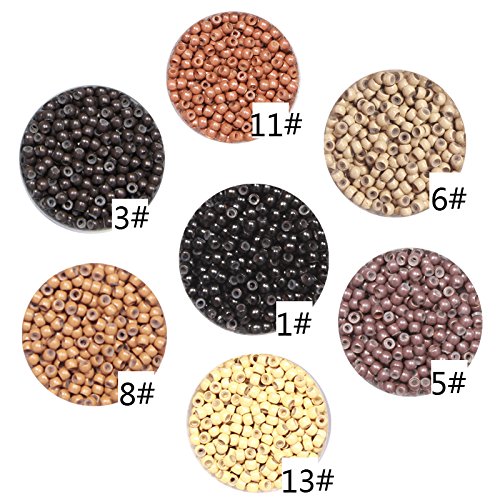Silicone Nano Ring 1000Pcs/Bottle Nano Ring Beads Micro Links Hair Extension (#5(Brown)) #5(Brown)