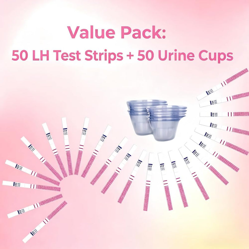 DAVID Ovulation Test Strips Kit, 50 Tests with 50 Urine Cups, Home Cycle Tracking for Women | Hormone test for cycle tracking Visual result readout Hygienic sample design Easy step-by-step use Multi-test cycle pack