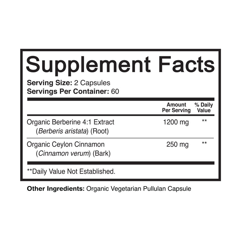 [Australia] - NutriFlair Organic Berberine with Ceylon Cinnamon 1450mg, 120 Capsules 