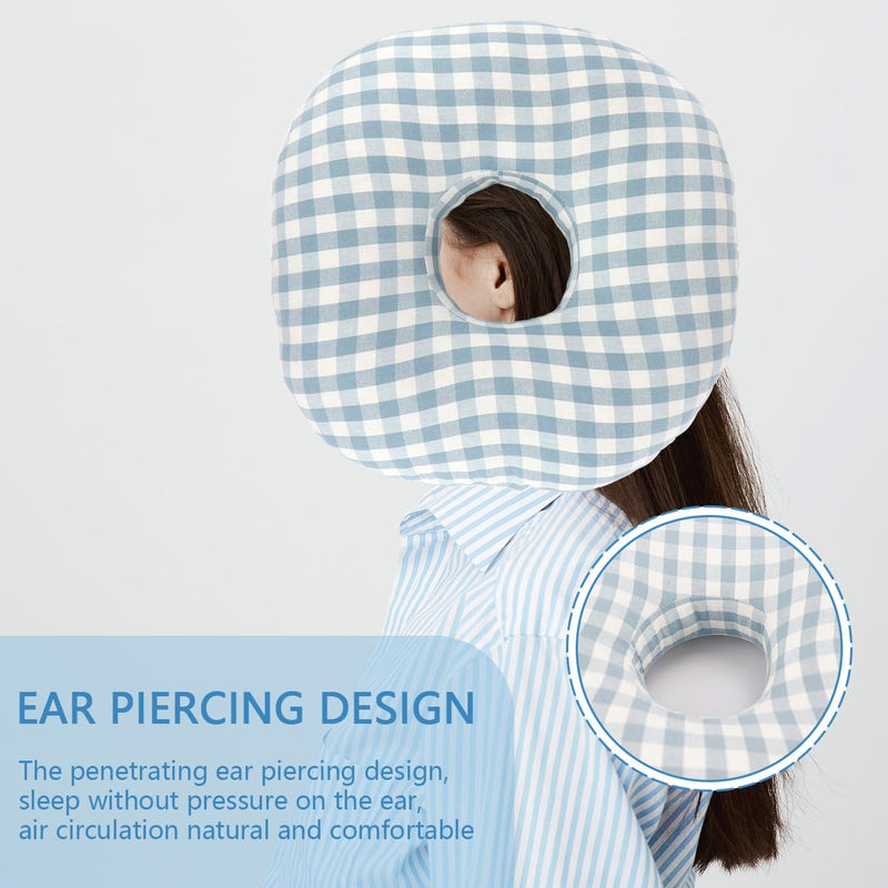 [Australia] - Donut Pillow Ear Piercing Pillow O Shaped Sleeping Pillow Removable Pillowcase Soft Round Ear Cushion Hollow Ear Hole Pad Side Sleeper Pillow 