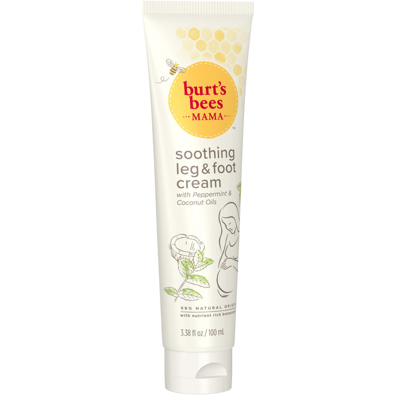 Burt's Bees Mama Bee Leg and Foot Cream, Soothing Formula with Peppermint and Coconut Oil, Fragrance Free, 99% Natural Origin, 3.38oz Fresh 3.38 Fl Oz (Pack of 1)