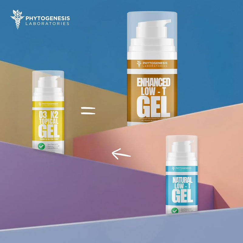 Phytogenesis Enhanced Men’s Wellness Gel, Low T Support for Men | T Booster, Muscle Recovery, Energy Booster, Healthy Aging, Vitamins D3, K2, B6 & L-Arginine