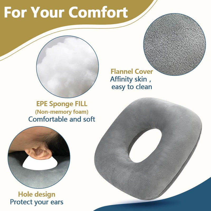 [Australia] - Piercing Ear Pillow with Holes for Ear Pain Side Sleeping Donut Pillows Cnh Pressure Sore Relief Inflammation Ache Cushion Ear Guard Pad with a Strap Ultimate Comfort and Protection 