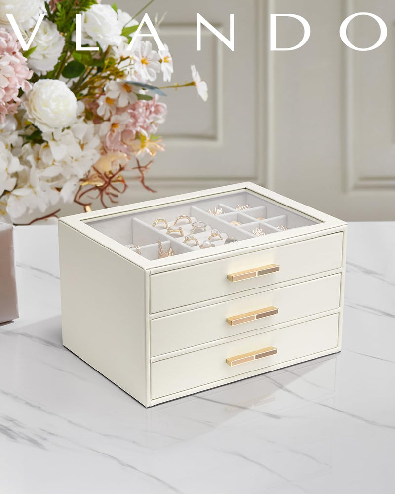 VLANDO Jewelry Box for Women & Travel Makeup Bag