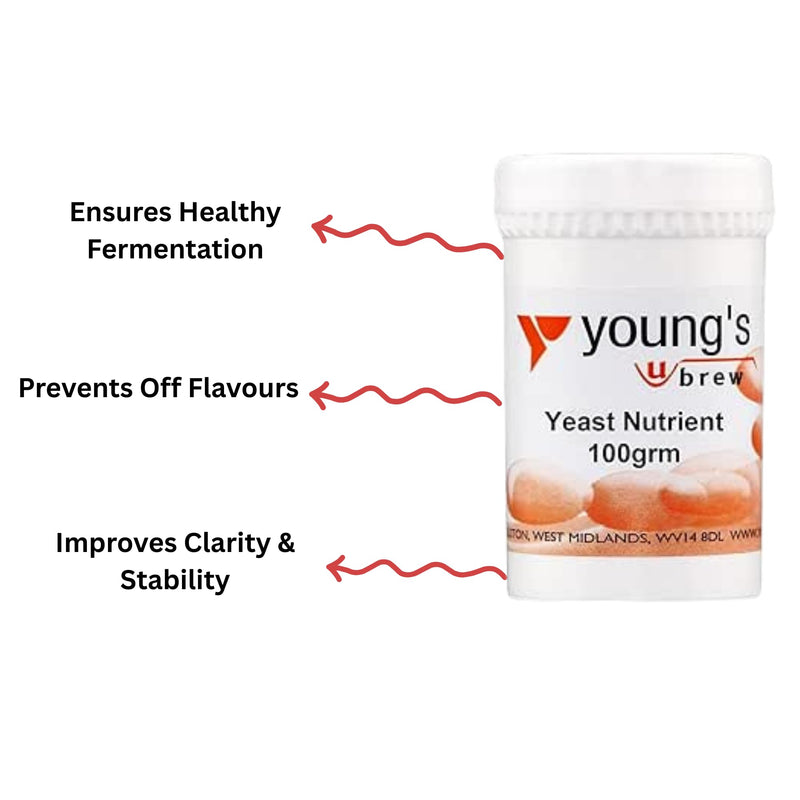 Young's Home Brewers Wine Yeast Compound with Yeast Nutrient & Campden Tablets - Suitable for Homemade Wine Making and Brewing - 60g Compound, 100g Nutrient, 50pk Tablets