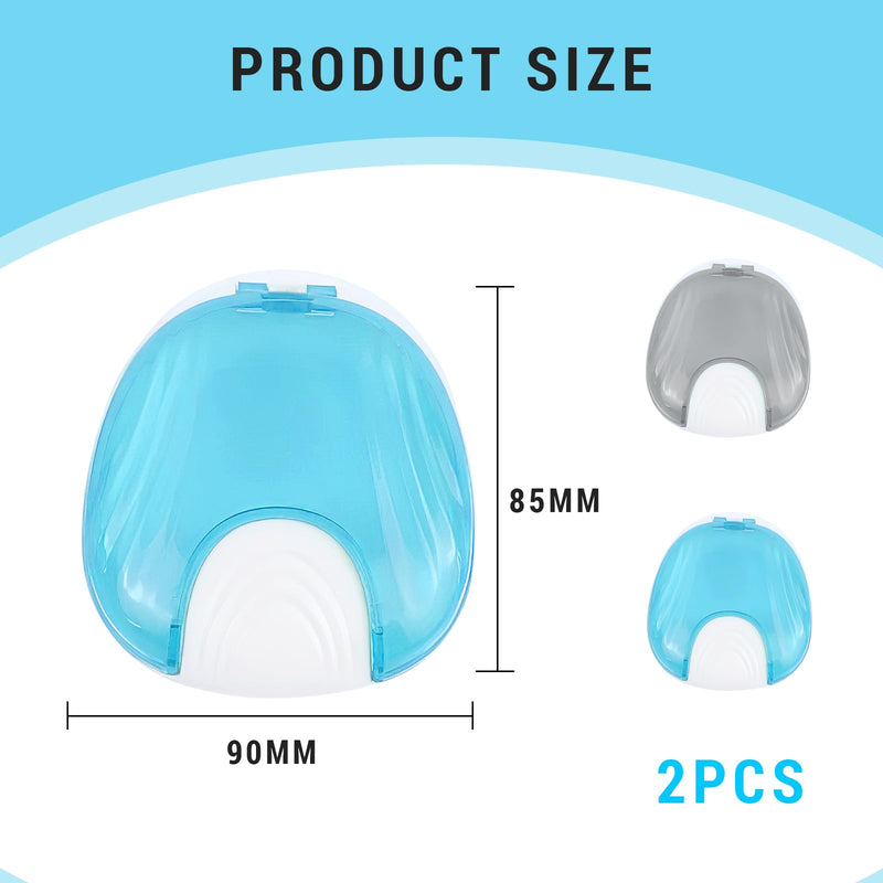 [Australia] - Thoquene Pack of 2 Dental Splint Box, Box for Dentures, Portable Braces Box (Light Blue, Grey) 