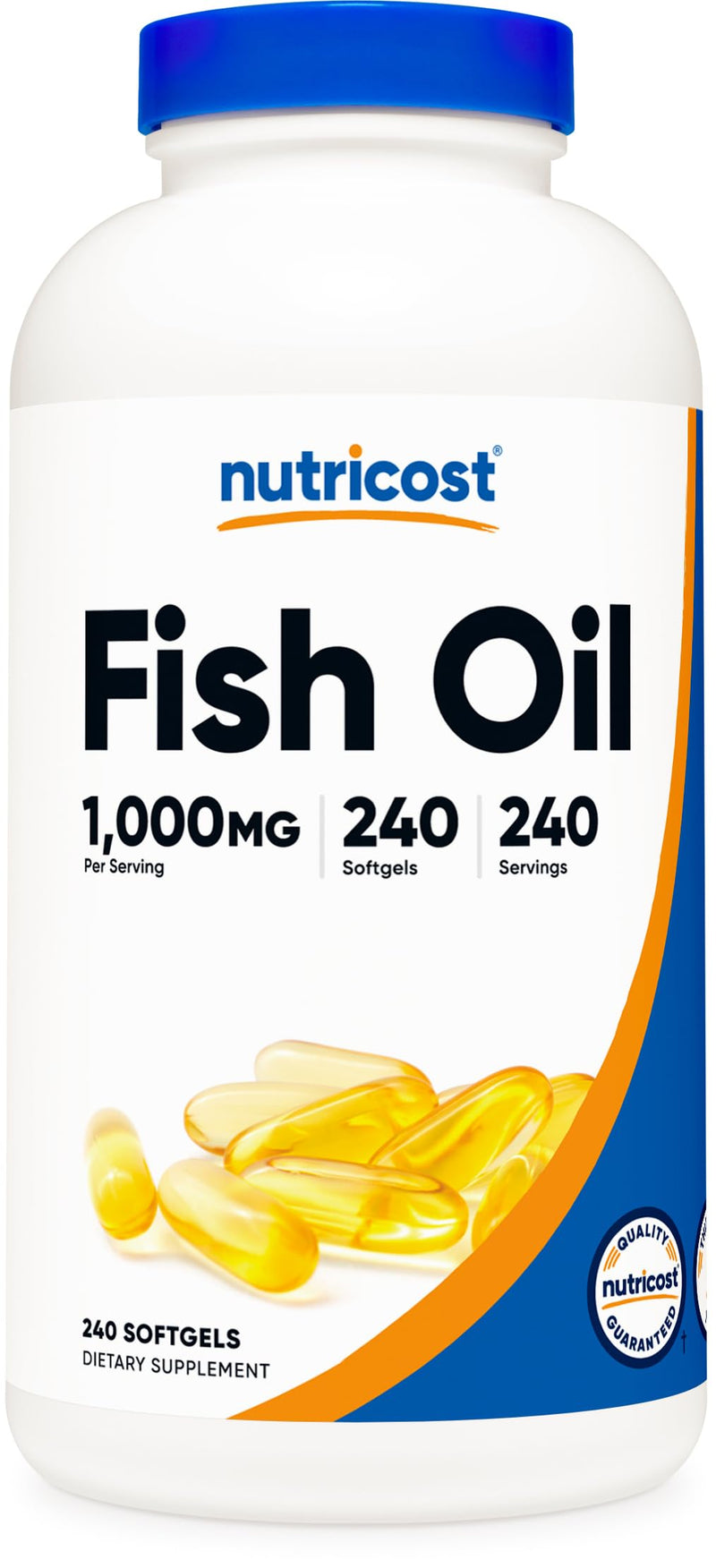 Nutricost Fish Oil Omega 3 Softgels with EPA & DHA (1000mg of Fish Oil, 560mg of Omega-3), 240 Softgels, Non-GMO, Gluten Free. 240 Count (Pack of 1)