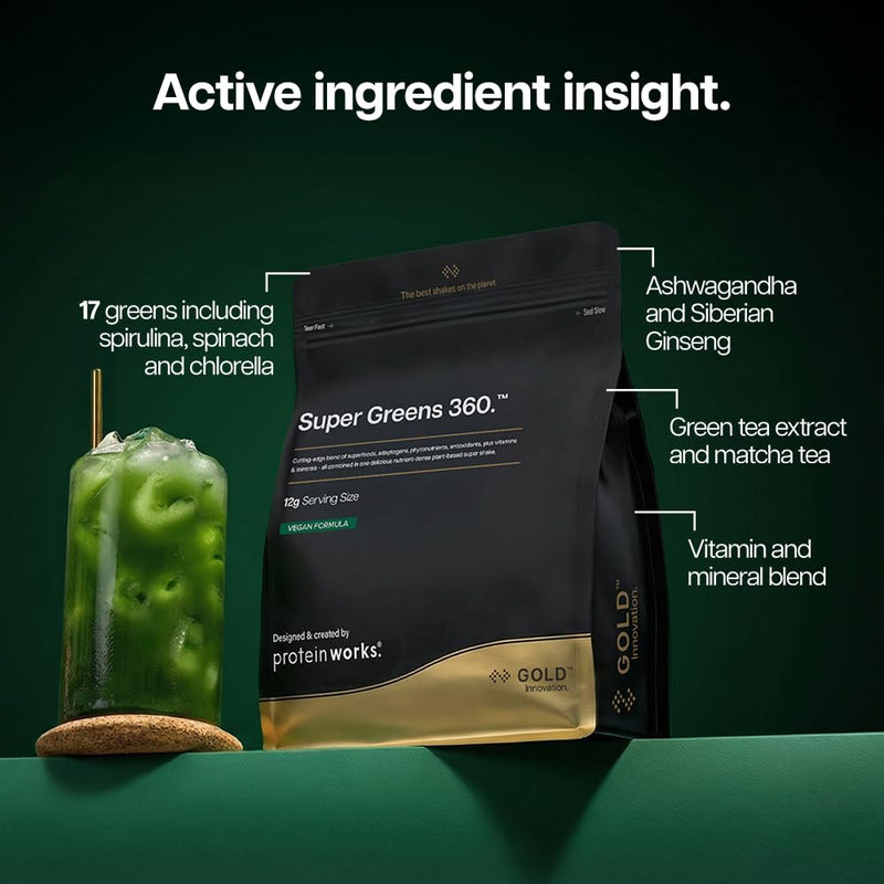 Protein Works | Super Greens 360 - Gold Innovation, Enhanced Greens Powder, 159 Health Benefits, Antioxidants, Superfoods, Adaptogens, Vegan, Summer Berry Burst, 20 Servings, 250g 250g (20 Shakes)